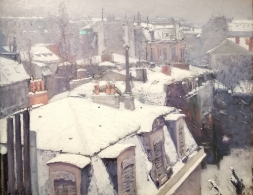     Gustave Caillebotte (1848-1894), Vue de toits (effets de neige) ,photographie,frédéric tison